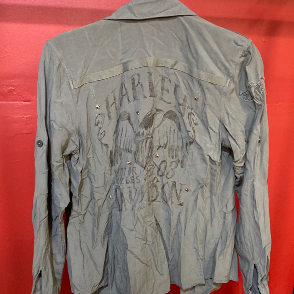 Harley Davidson rayon long sleeve button down